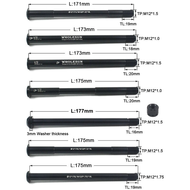 Bike Steekas 171/173/175Mm * M12x1.0 M12x1.5 M12x1.75 Fiets Steekas Fiets Quick Release Hubs buis As Spiesjes Achteras