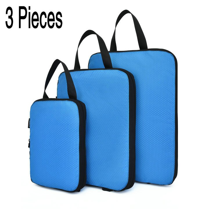 Soperwillton Compression Packing Cubes Set For Travel 3 Sizes 3 6 Pieces Travel Luggage Packing Organizers Accessories #9004: 3pcs Blue