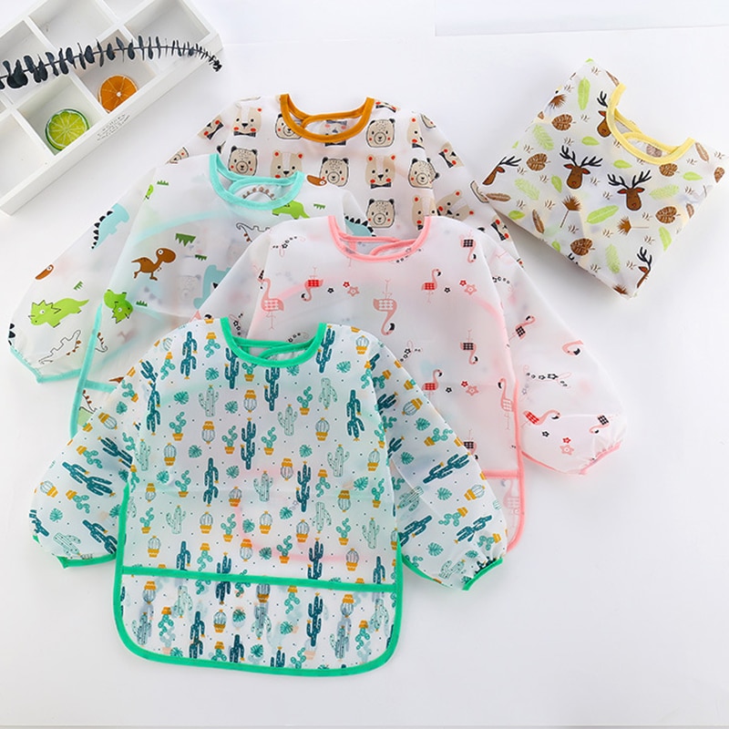 Slabbers Burp Doek Kwijlen Bib Peuter Lange Mouw Eten Waterdicht Art Kiel Voeden Bib Schort Pocket Fit 0-3 Jaar Care