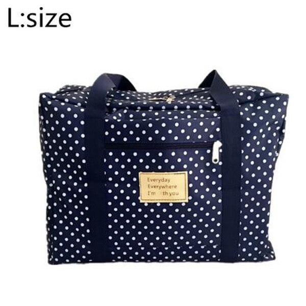 Riverdale marka wodoodporna nylonowa torba na ubrania walizka bagaż Unisex Duffle torba o dużej pojemności kobiety składane torebki Trave Bag: Blue polka dot L