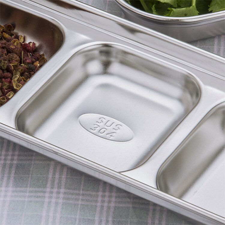 Tableware 18/10#stainless steel Dish seasoning Bowl Condiment Holder Saucer Japanese Korean Saucer Small Plate 2 cases, 3 cases