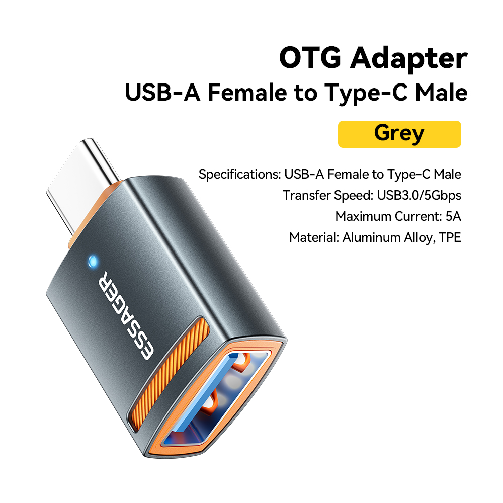 Essager USB3.0 OTG Adapter Typ-C USB-A Micro Buchse auf USB Micro iP Typ-C Stecker Konverter für MacBook Xiaomi iPhone OTG Adapter: orange
