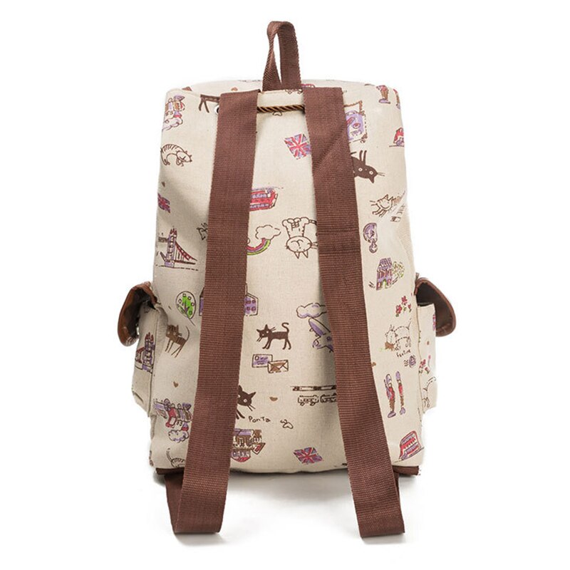 Canvas schooltassen met cartoon kattenprint, kinderrugzak, zachte achterkant met gesp, schooltassen voor tienermeisjes, rugzak voor kinderen