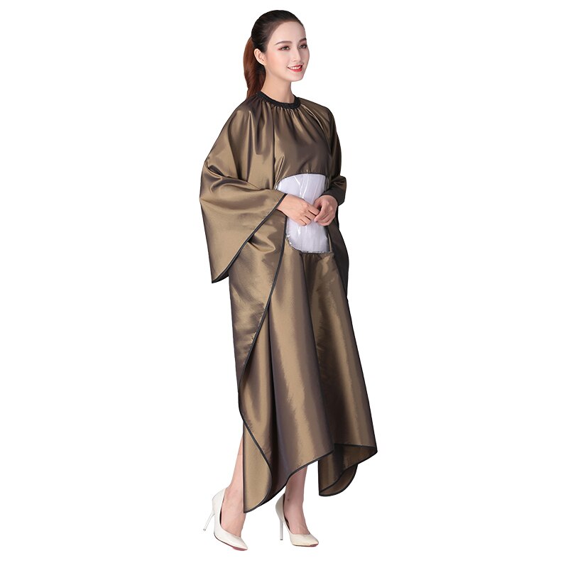 Salon Waterproof Haircut Cape With Visible Window Hair Dyeing Perming Styling Hairdresser Hairdressing Apron Cape: K081-Golden green