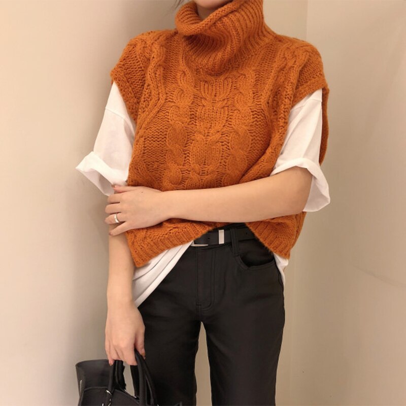 Coltrui Lente Herfst Trui Mouwloze Gebreide Jumpers Womens Vest Truien Casual Losse Truien Tops T07002R