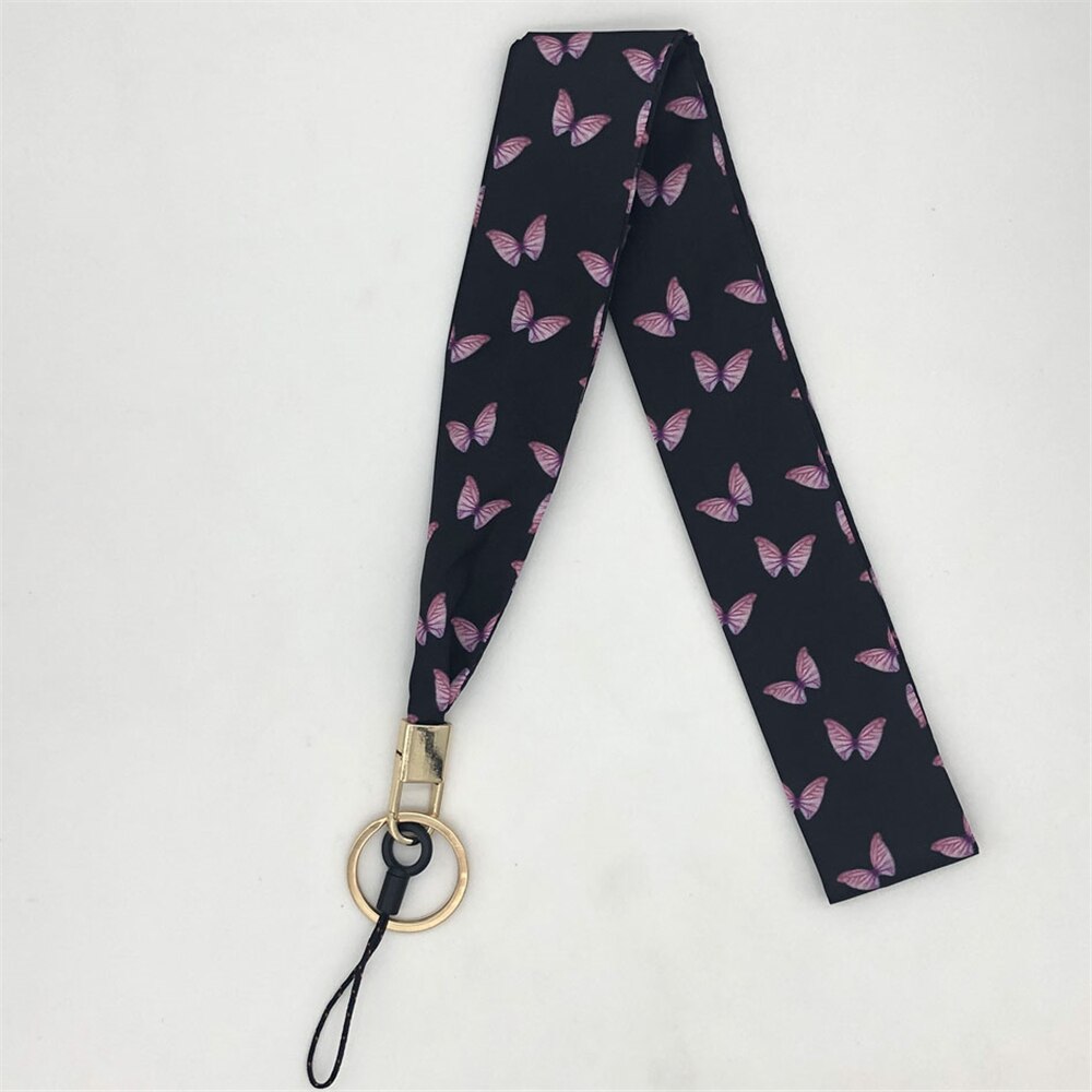 Butterfly Wide Neck Strap Lanyards For keys ID Card Gym Mobile Phone Straps USB badge holder DIY Hang Rope Lariat Lanyard