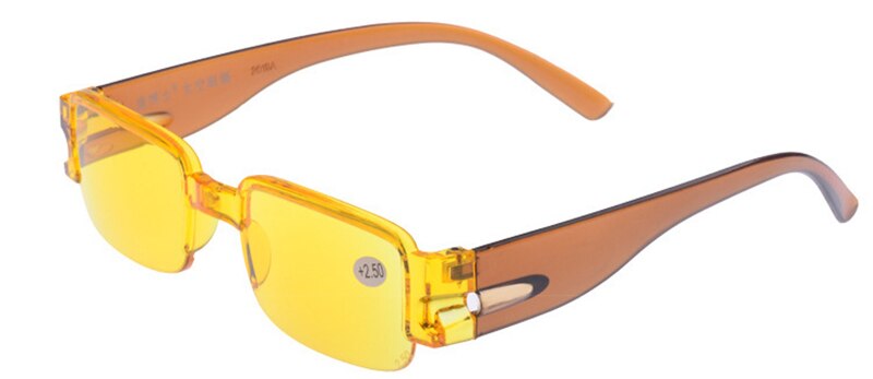Yönäkö lukulasit suurennuslasi naisille miehille keltainen linssi silmälasit neliömäiset yksiosaiset silmälasit halvat oculos  n6: +300