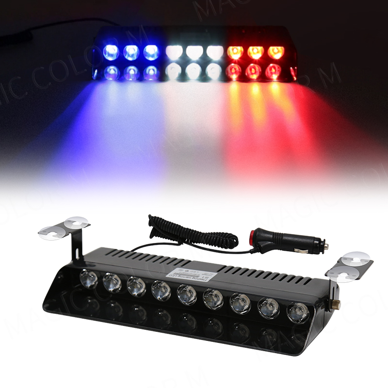 S1 9 luces LED de advertencia para coche, linternas estroboscópicas, indicador de salpicadero de emergencia, 12V, Ultra brillante, rojo, azul, amarillo y blanco: Rojo
