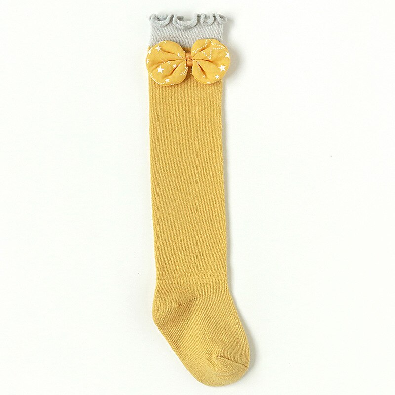 Baby-mädchen-socken, herbst, kleinkind, schleife, kniehoch, lang, weich, niedlich, freundlicher, weihnachtssocke, baumwollrüsche, neugeborenensocke für 0-3- jährige