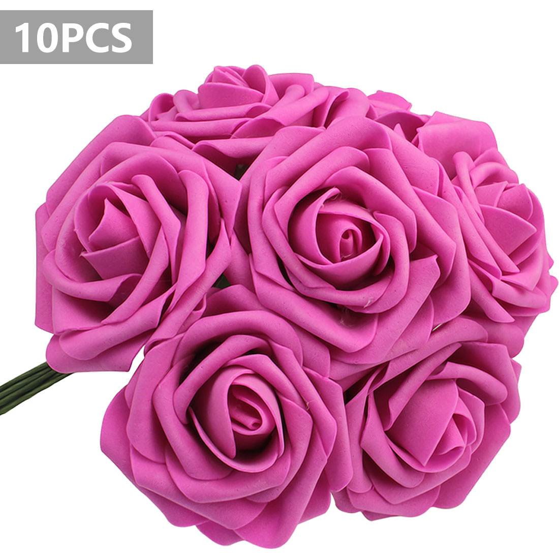 10 Heads 7CM Artificial Rose Flowers Wedding Bride Bouquet PE Foam DIY Home Decor Rose Flowers Wedding Decoration 11 Colors: Rose Red