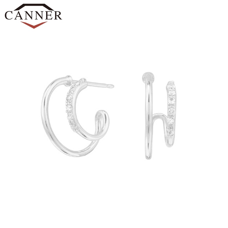 -Trend INS Einfache Persönlichkeit CZ Zirkon Geometrische Ohrringe für Frauen 925 Sterling Silber Stud Ohrringe Modeschmuck
