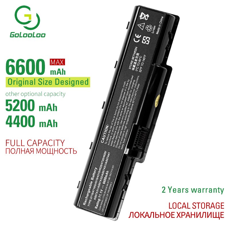 6600MAh Laptop Battery For Acer AK.006BT.020 AK.006BT.025 As07a51 AS07A31 AS07A32 AS07A41 S07A51 AS07A52 AS07A71 AS07A72 AS09A61