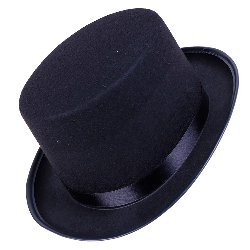 Black Top Hat Magician Hat Costume - Gentlemen Tuxedo Formal Headwear - Ringmaster Hat for Theatrical Plays Musicals