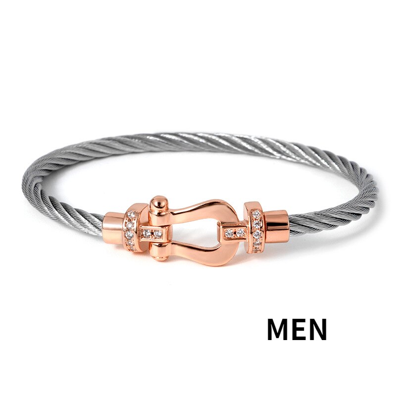 Rose Gold Plated Stainless Steel Wire Bracelets: Silver Rose Gold Men