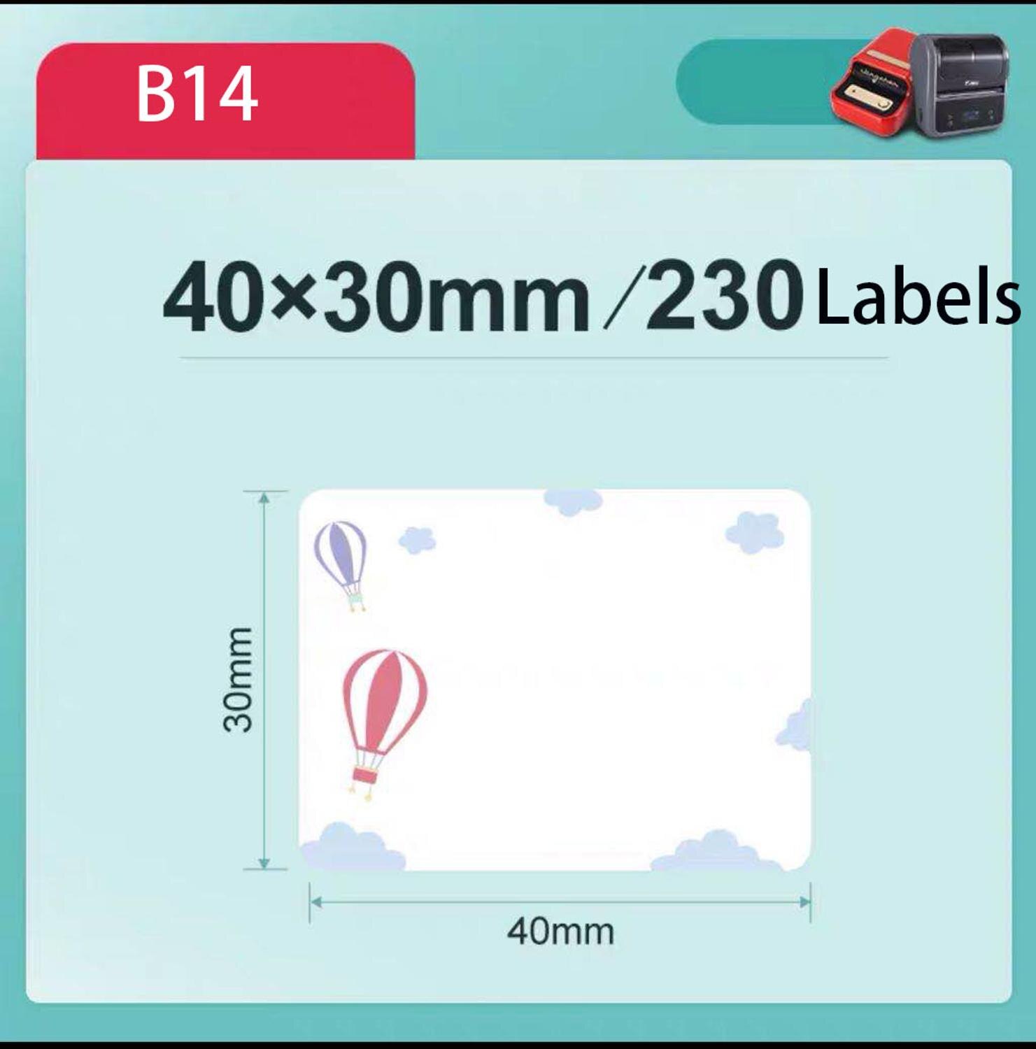 【Niimbot B21/B3S Label】Cartoon Cute Label tape Label Sticker used for B21/B3S Label Maker Label Printer: B14
