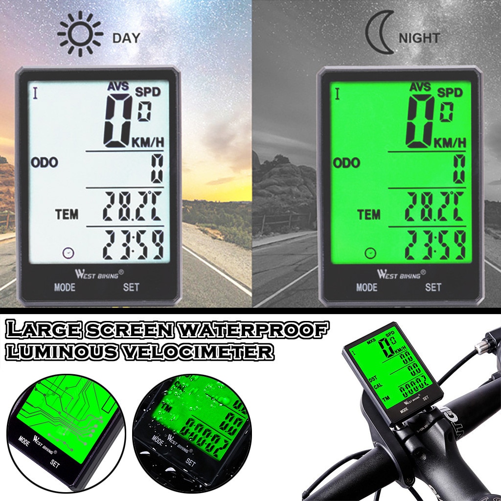 Mountainbike draadloze codemeter groot scherm engels waterdicht lichtgevende snelheidsmeter engels draadloos hoog  s8