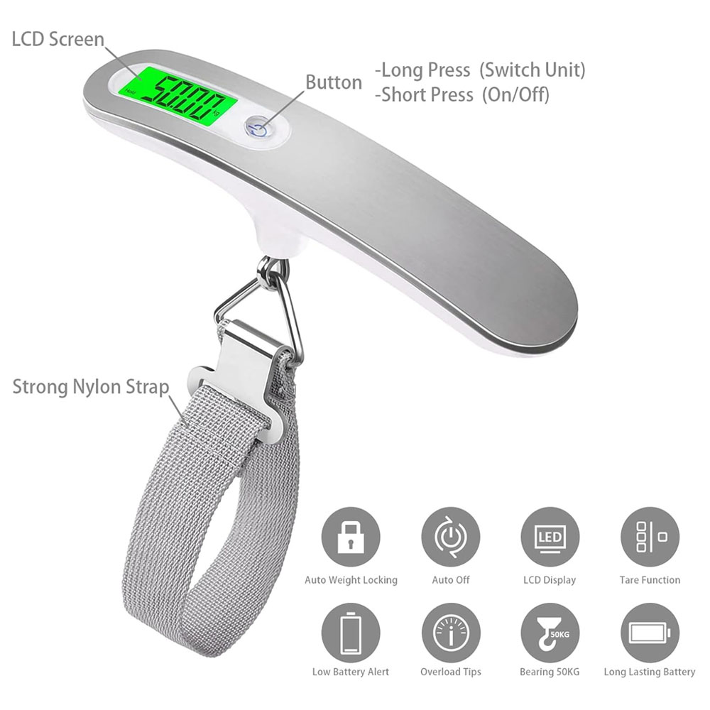 110lb/50kg Draagbare Elektronische Weegschaal Digitale LCD Hangende Schaal Bagage Koffer Reisbagage Tas Weegschaal balans Tool