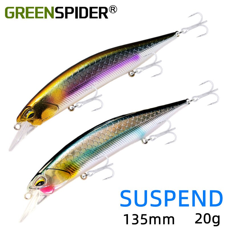 GREENSPIDER Suspend JERKBAIT Fishing Lure 135mm 18.2g Wobbler Minnow Tungsten Longcast Bass Pike Bait Lure Tackle