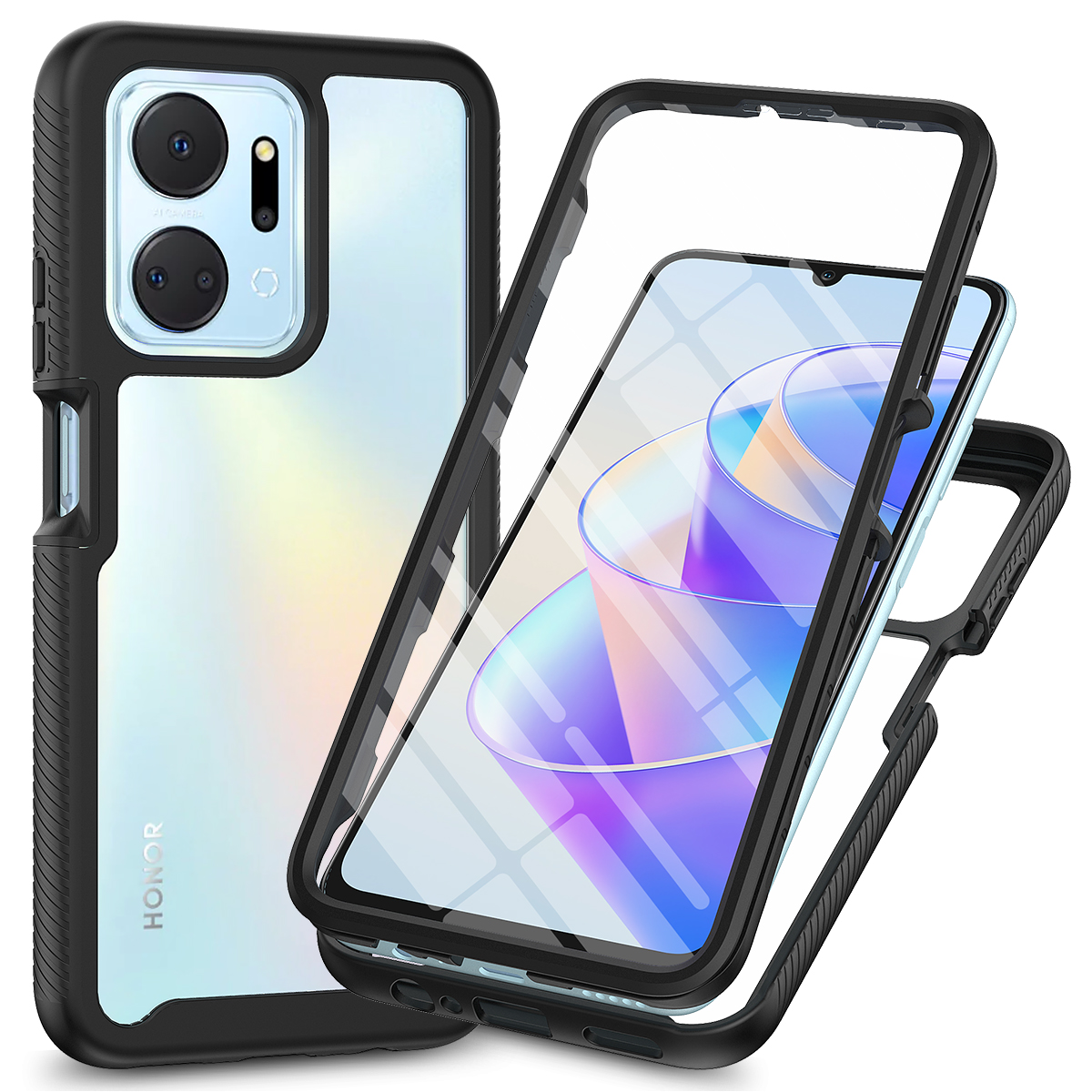 Funda de teléfono transparente a prueba de golpes, Protector de pantalla incorporado, parachoques de TPU, cubierta protectora resistente para HONOR X7A