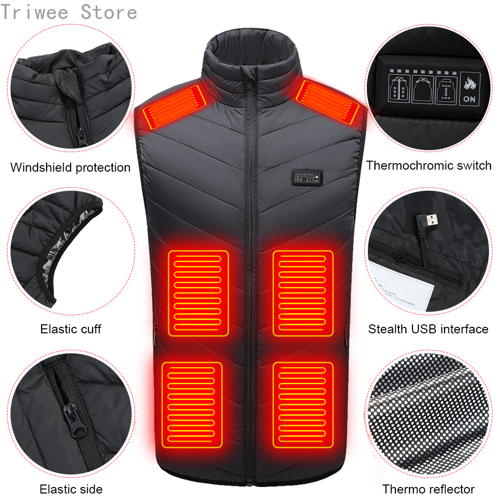 Mannen Vrouwen 21 Verwarmingszones Verwarmd Vest Usb Aangedreven 3 Versnellingen Temperatuurregeling Winter Warm Vest Voor Outdoor Camping Eu Maat