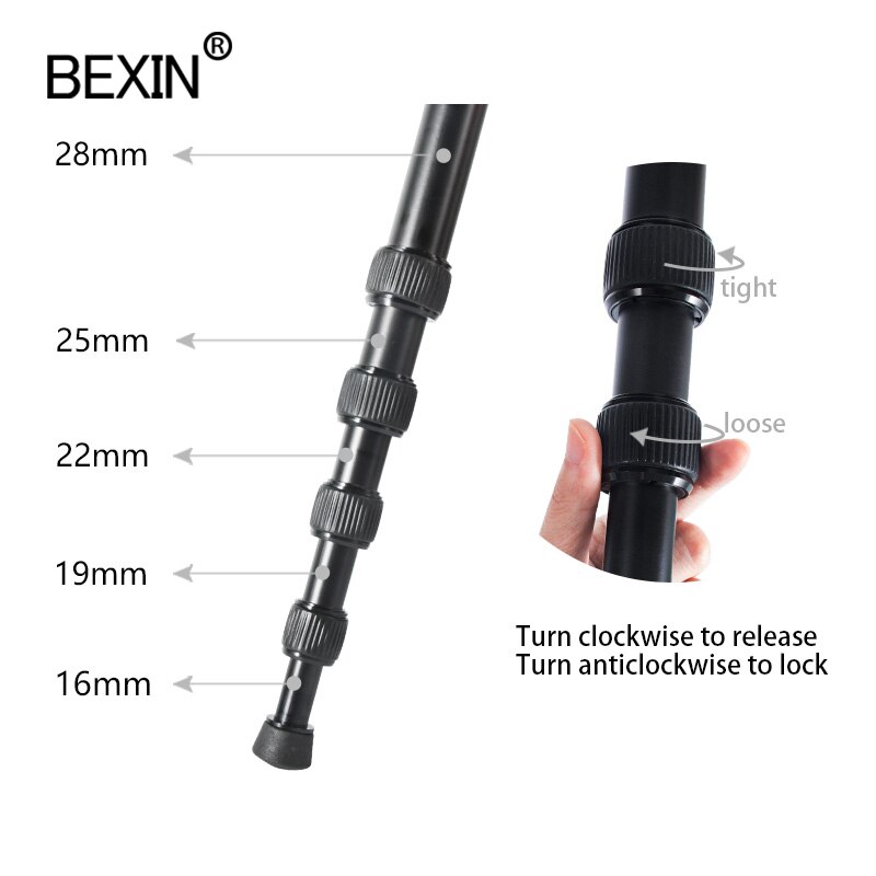 P285A unipod stick tripod monopod dslr video stand lightweight portable camera monopod with foot nail Carry bag for camera