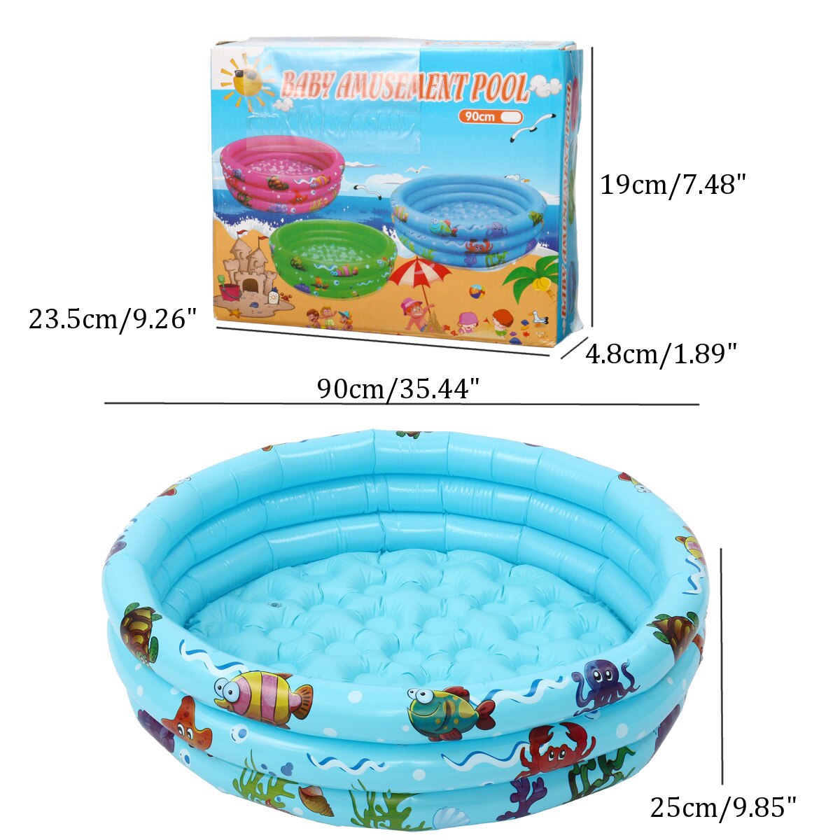 90 x 25cm oppustelig baby swimmingpool piscina bærbar udendørs børnebassin badekar børnepool baby swimmingpool vandkar