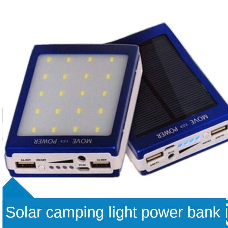 Banco de energía Solar para exteriores, batería de emergencia de 30000mAh, impermeable, doble salida USB, linterna de litio LED para teléfono inteligente