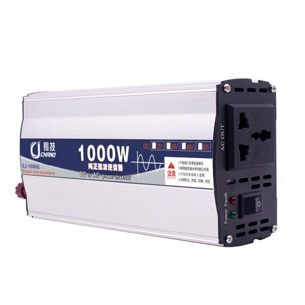 600W 1000W Portable Adapter Car Supply Surge Protection 12V 24V To 220V Home Use Pure Sine Wave Power Inverter LED Display