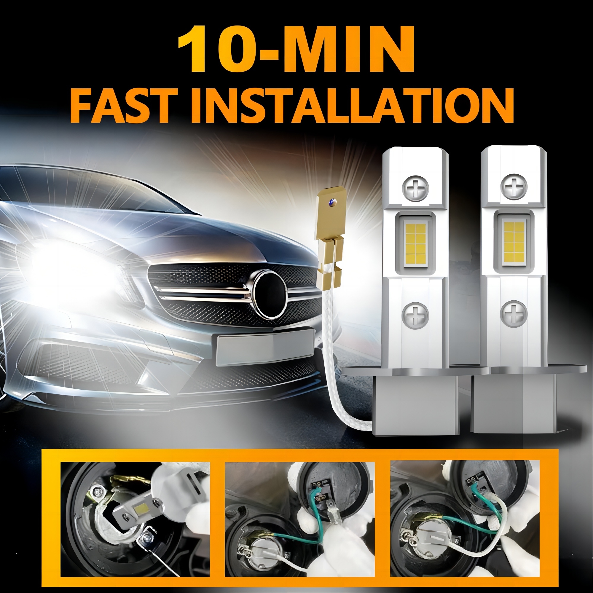 2 Stuks H3 Led Koplamp Lamp Canbus Geen Ventilator Grootlicht 6000K Wit 3000K Gele Auto Led Mistlamp Drl 12V Mini
