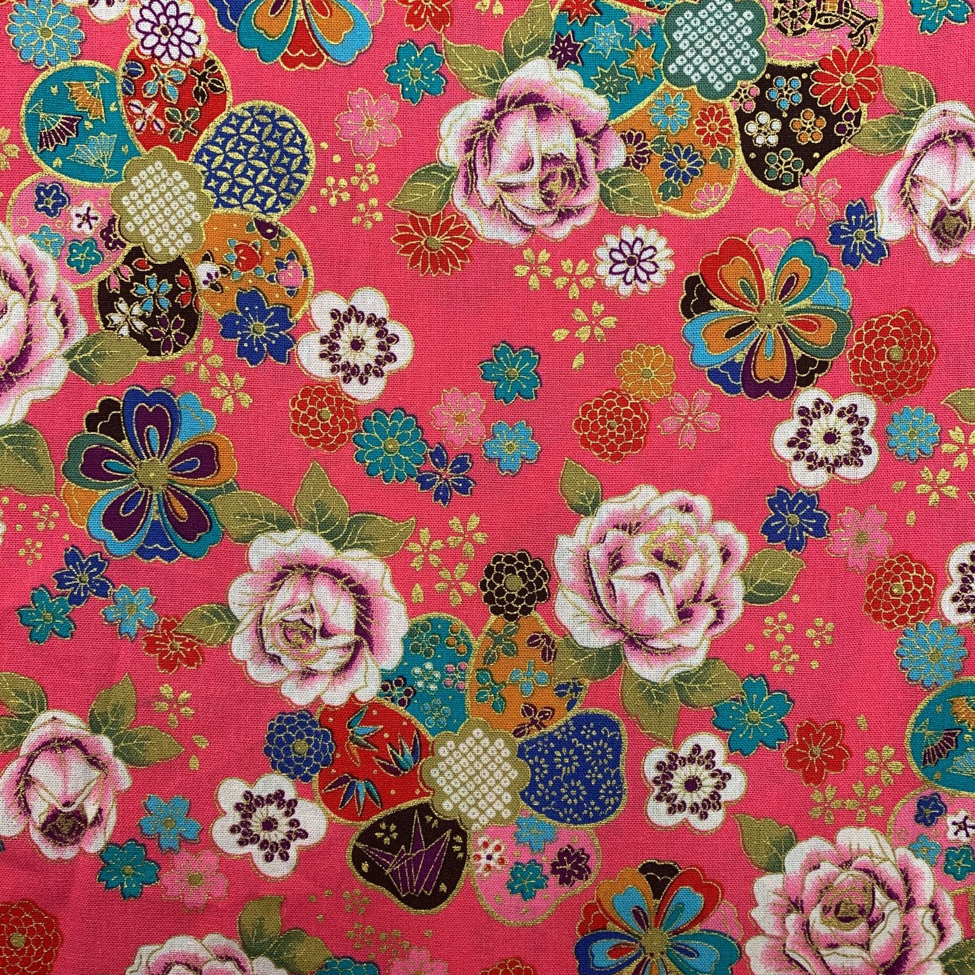 Tela de algodón estilo japonés para Kimono tela de cheongsam con estampado de bronce para bolso, vestido, retales, material textil para el hogar, 150x100cm: Fabric 3