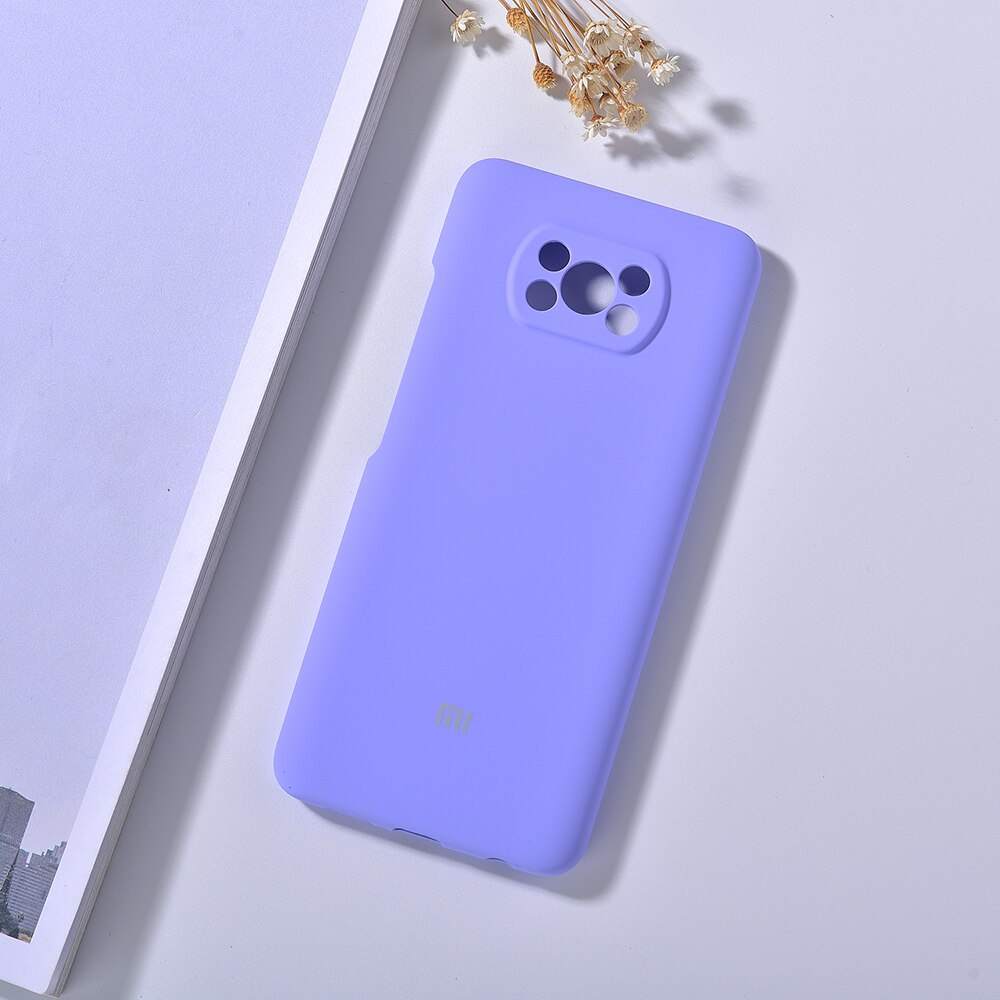 Originele Xiaomi X3/X3 Nfc Vloeibare Siliconen Telefoon Case Soft Smooth Skin Back Cover Voor Mi Poco X3/x3 Nfc Zijdeachtige Bescherm Behuizing: Mi POCO X3 NFC / Purple