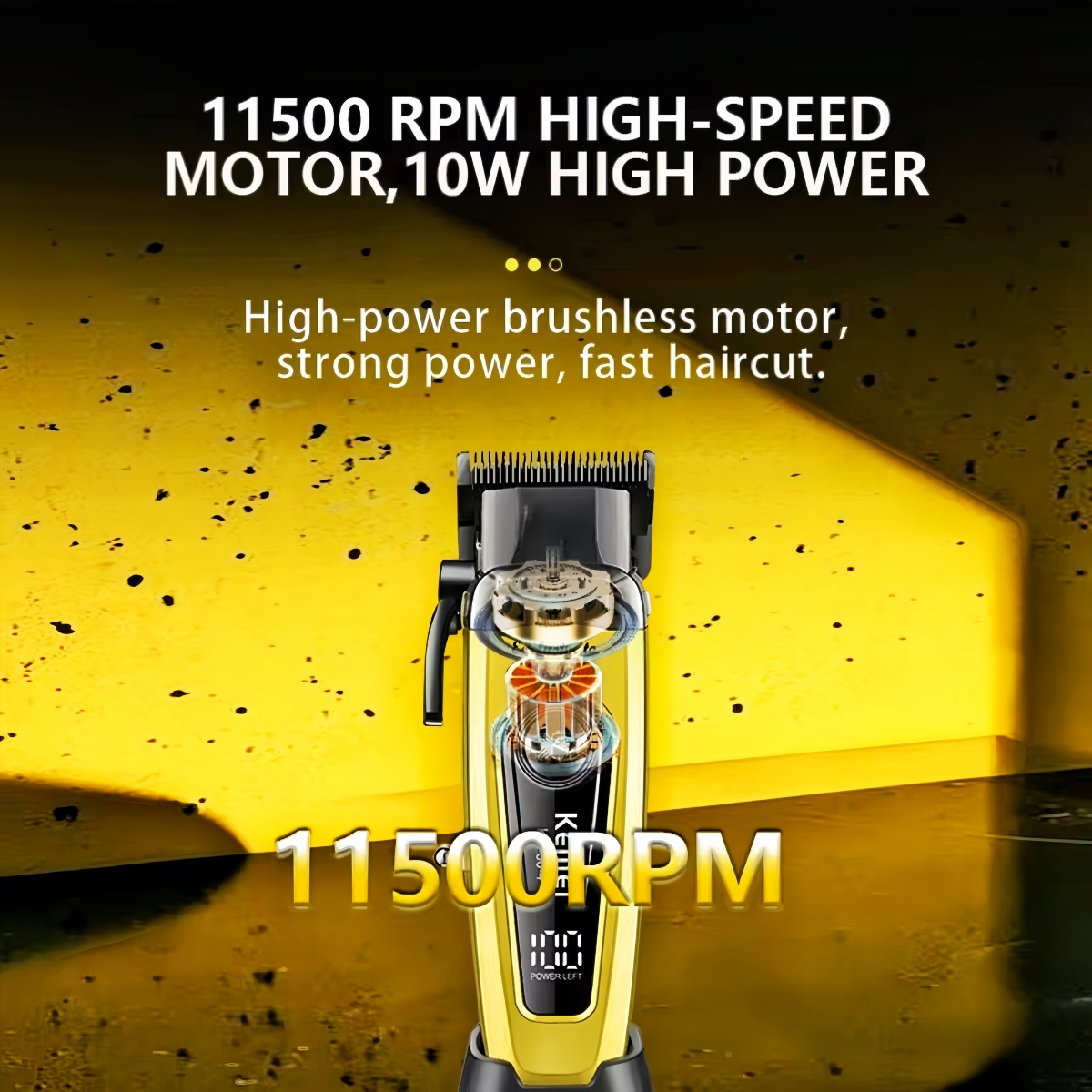 Kemei Hair Clippers 11500 RPM Hair Cut Machine Brushless Motor Electric Clippers DLC Blade Hair Clipper Men KM-90-4