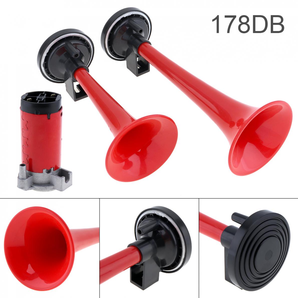 12V 178dB Super Loud Dual Tone Air Horn Set Trumpet Compressor for Motorcycle Car Boat Truck