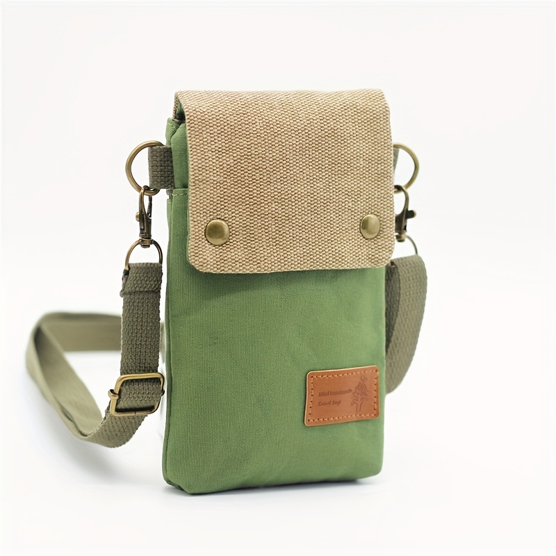 Mini bolso cruzado de tela, bolso para teléfono móvil con contraste de Color, bolso de hombro clásico para mujer, bolso cruzado pequeño, combina con todo: Negro