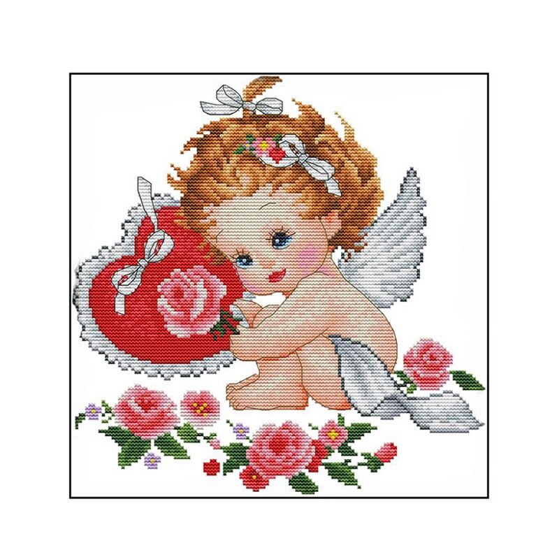 Cross Stitch Stamped Kits Printed Embroidery Cloth Needlepoint Kits Easy Patterns for Angel's Wings 11CT: Default Title