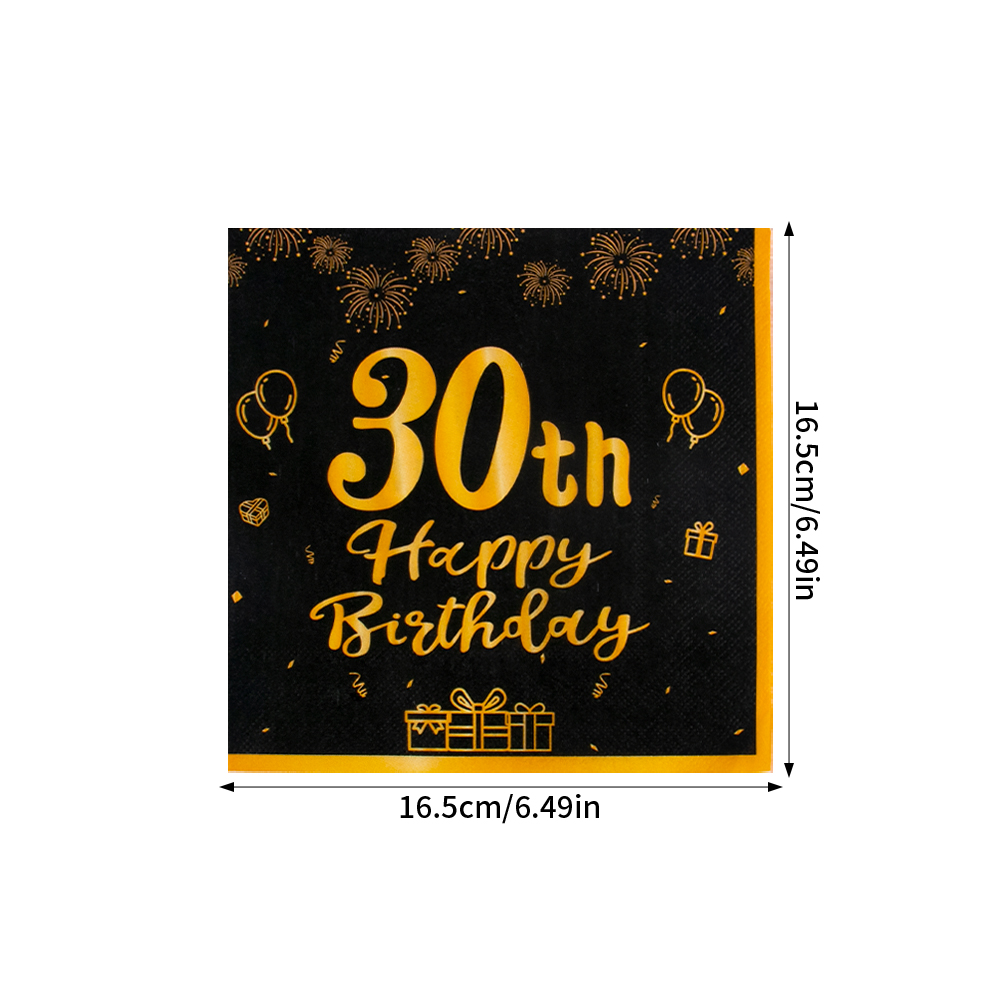 30th Birthday Party Supplies Black Gold Disposable Paper Plate Cup Banner Number 30 Balloons for Men Woman 30 Birthday Party: Chocolate