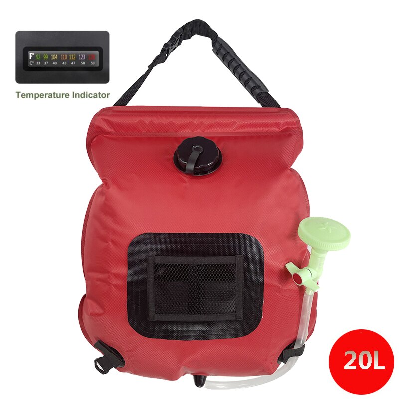 Wasser Taschen 20L draussen Camping Wandern Solar- Dusche Tasche Heizung Camping Dusche Klettern Hydratation Tasche Schlauch Umschaltbar Dusche Kopf: 20L rot