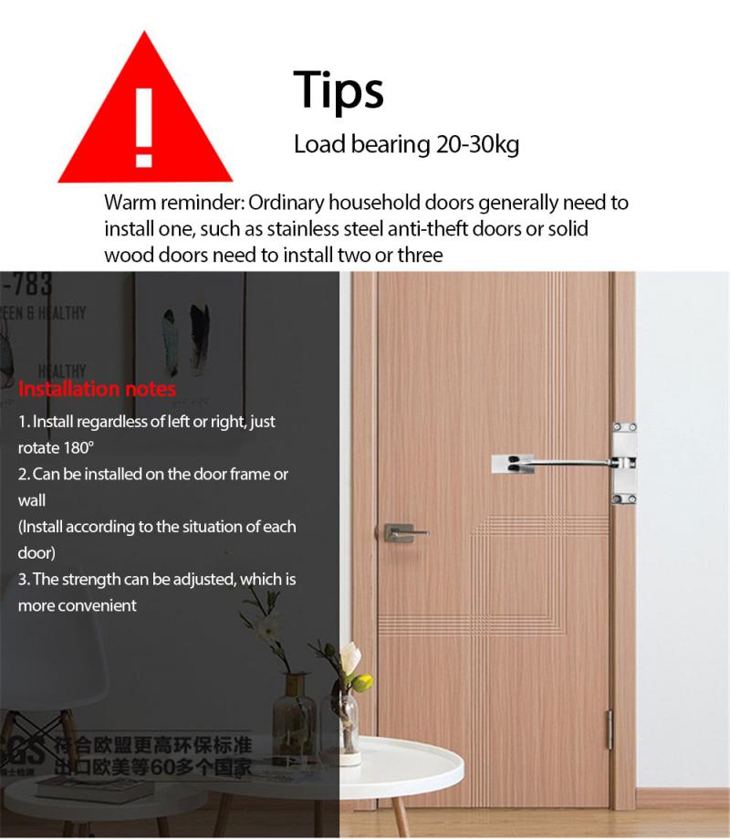 1pc Automatic Mounted Spring Door Closer 160*96*20mm Stainless Steel Adjustable Surface For Home Office Hotel Room Doors