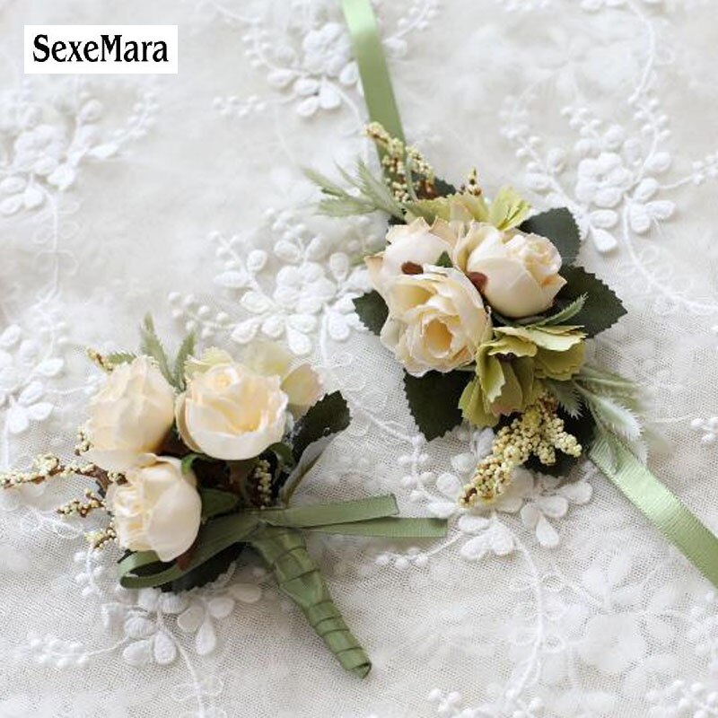 Sexemara bruiloft gala corsage ceremonie bloemen broche bruiloft corsages bruidegom bruidsjonkers knoopsgat bloemen corsage