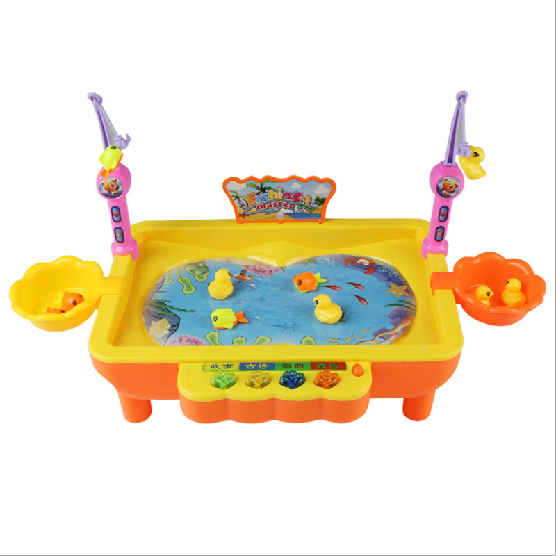 Elektrische magnetischen angeln spielzeug km68016 kinder spielzeug mit musik lichter pädagogisches kinder spielzeug: Orangeyellow