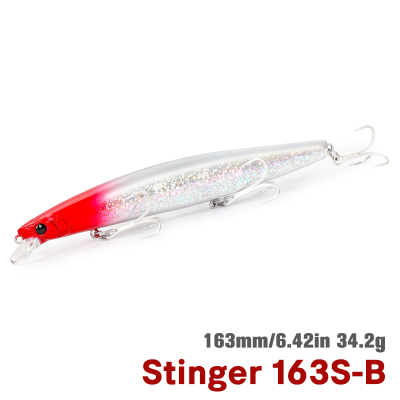 TSURINOYA STINGER 163S Inshore Fishing Sinking Minnow Lure 163mm 34.2g Ocean Beach Fishing Hard Bait For Seabass Flounder Picua: Red