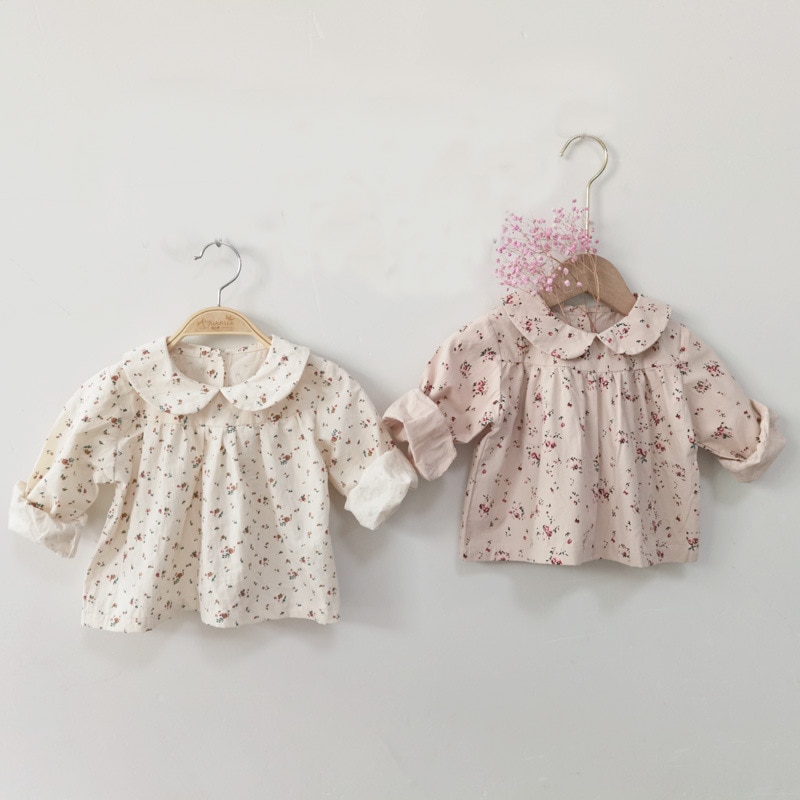 Bebé niña de manga larga Flores rotas T camisa niños prendas de cuello redondo de algodón camiseta camisetas para niños pequeños de otoño chicas T camisas