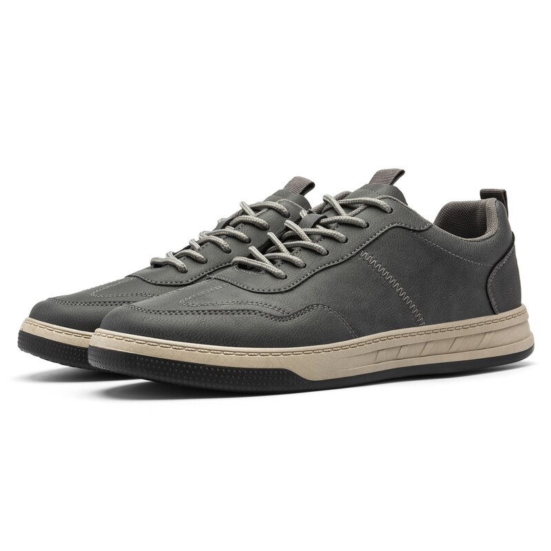 Męskie obuwie PU skórzane Skateboarding czarne buty trampki gruba podeszwa buty z cholewami męskie buty sportowe Zapatillas Hombre: Gray / 8