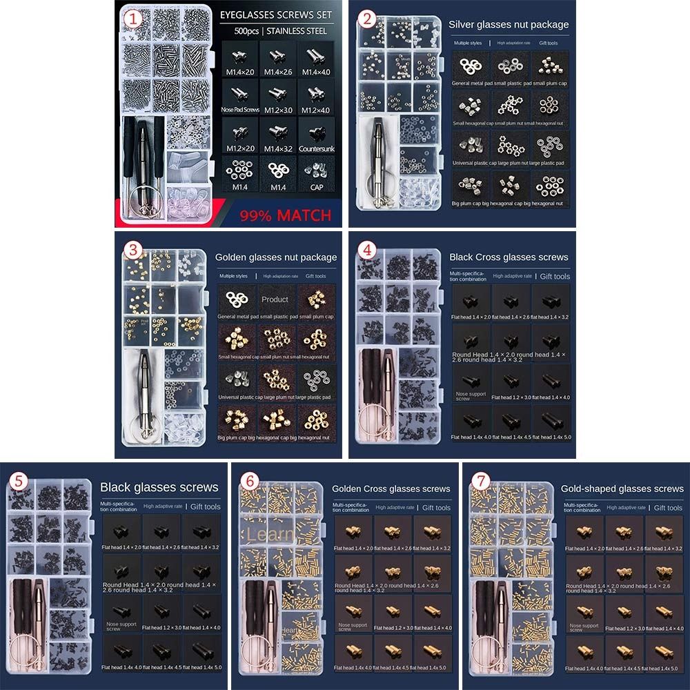 Kit d'outils de réparation de lunettes de soleil assortis, jeu de vis, écrou à vis, kit de réparation de lunettes