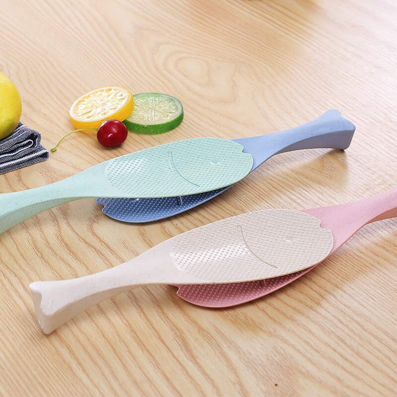 Ris padle fisk/egern formet non stick ris padle ske premium fødevarekvalitet hvede halm ris padle stand ris ske