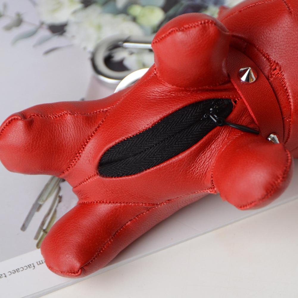 Mini Bulldog Puppy Keychains Faux Leather Doll Key Rings Hanging Pendant Key Holder Charm Bags Decor Car Trinket Punk Chaveiros