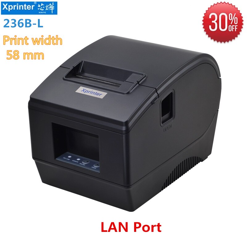 XP-236B/236BL 20-60mm barcode printer sticker printer 58mm receipt printer POS printer Qr code the non-drying label printer: 236B-L   LAN / UK Plug