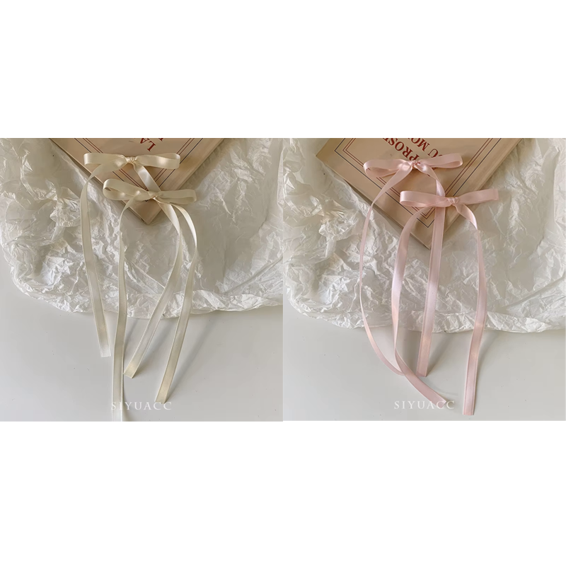 Pinzas para el cabello con lazos trenzados, cintas, coletas dobles, gorros ultra bonitos, horquillas largas dulces de estilo coreano a la , 2 uds.: Gris oscuro