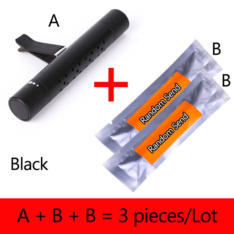 Bil luftfrisker lukt i bilen styling lufteventil parfyme aromapinner biluttak klimaanlegg lufteventil solide pinner parfyme: Svart