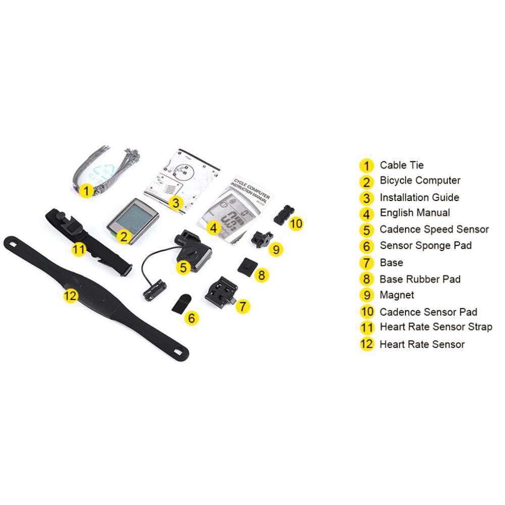Wireless Bicycle Computer Bike Odometer Speedometer LCD Display 3 in 1 Cycling Computer With Cadence Heart Rate Monitor